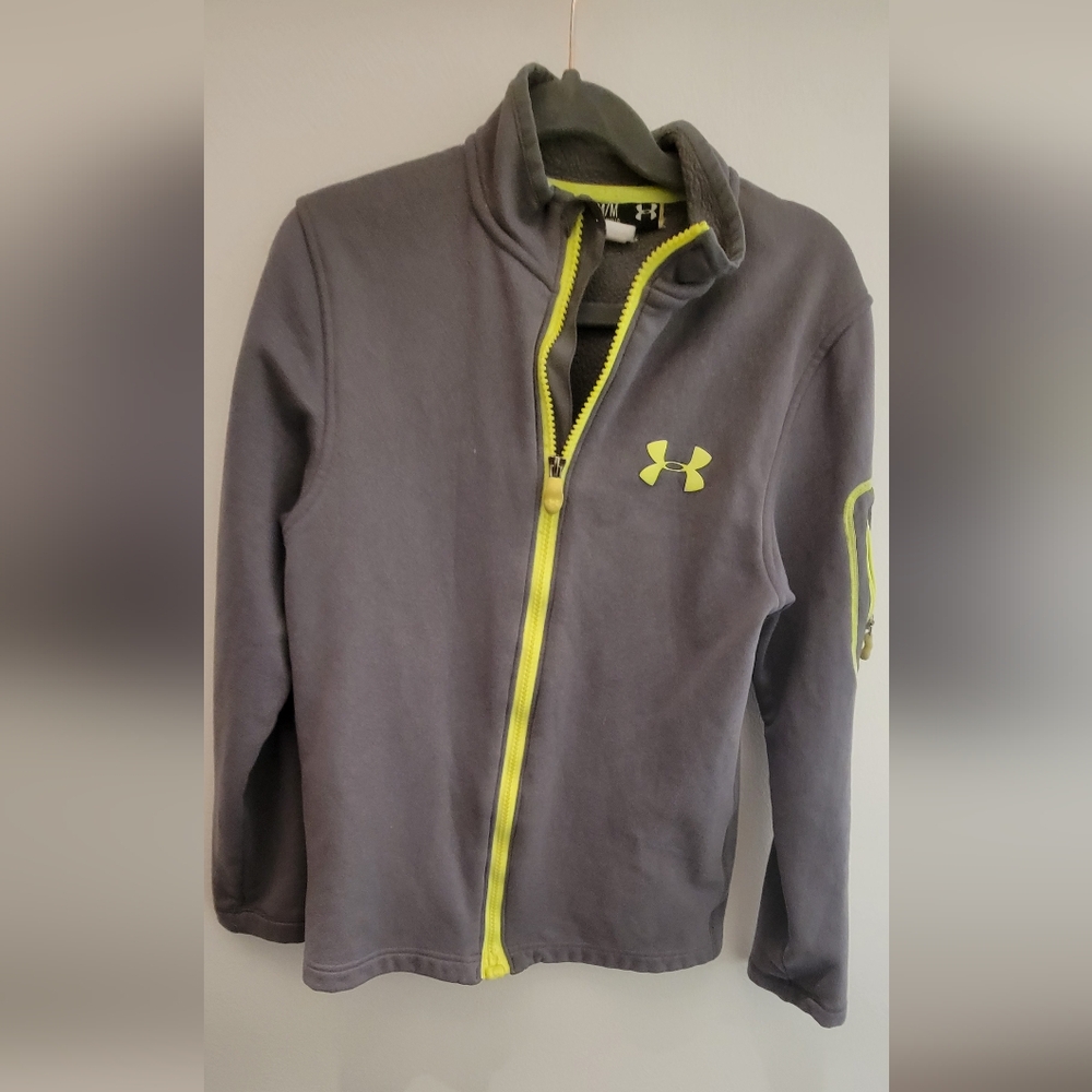 Under Armour Kids Hoodie in Gray and Neon Yellow
